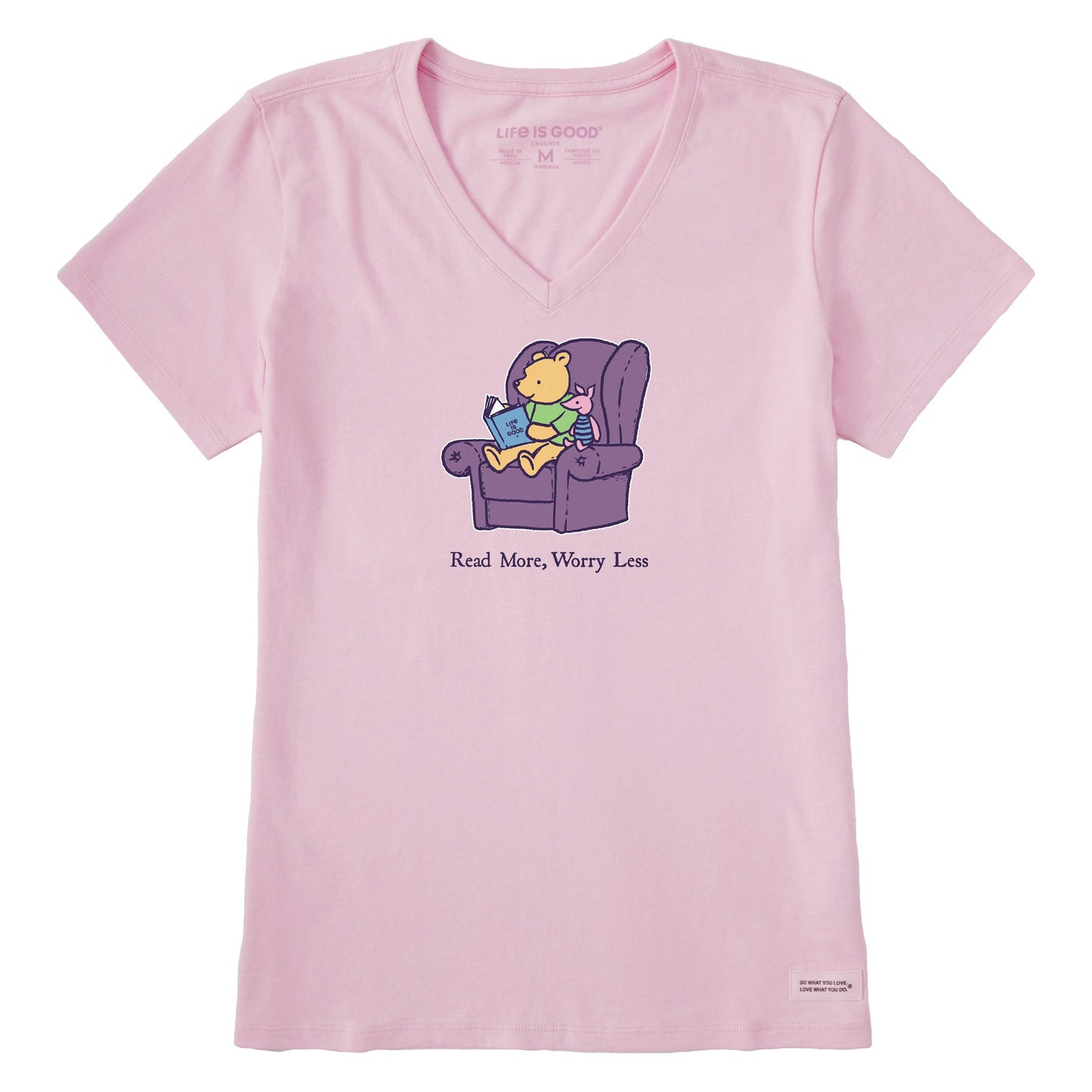 Women's Read More Worry Less Winnie Short Sleeve Crusher Vee