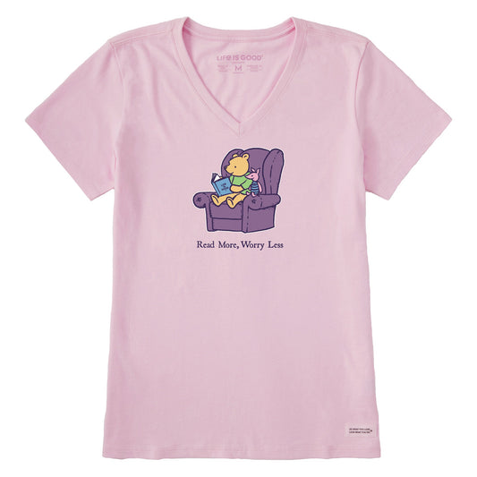Women's Read More Worry Less Winnie Short Sleeve Crusher Vee
