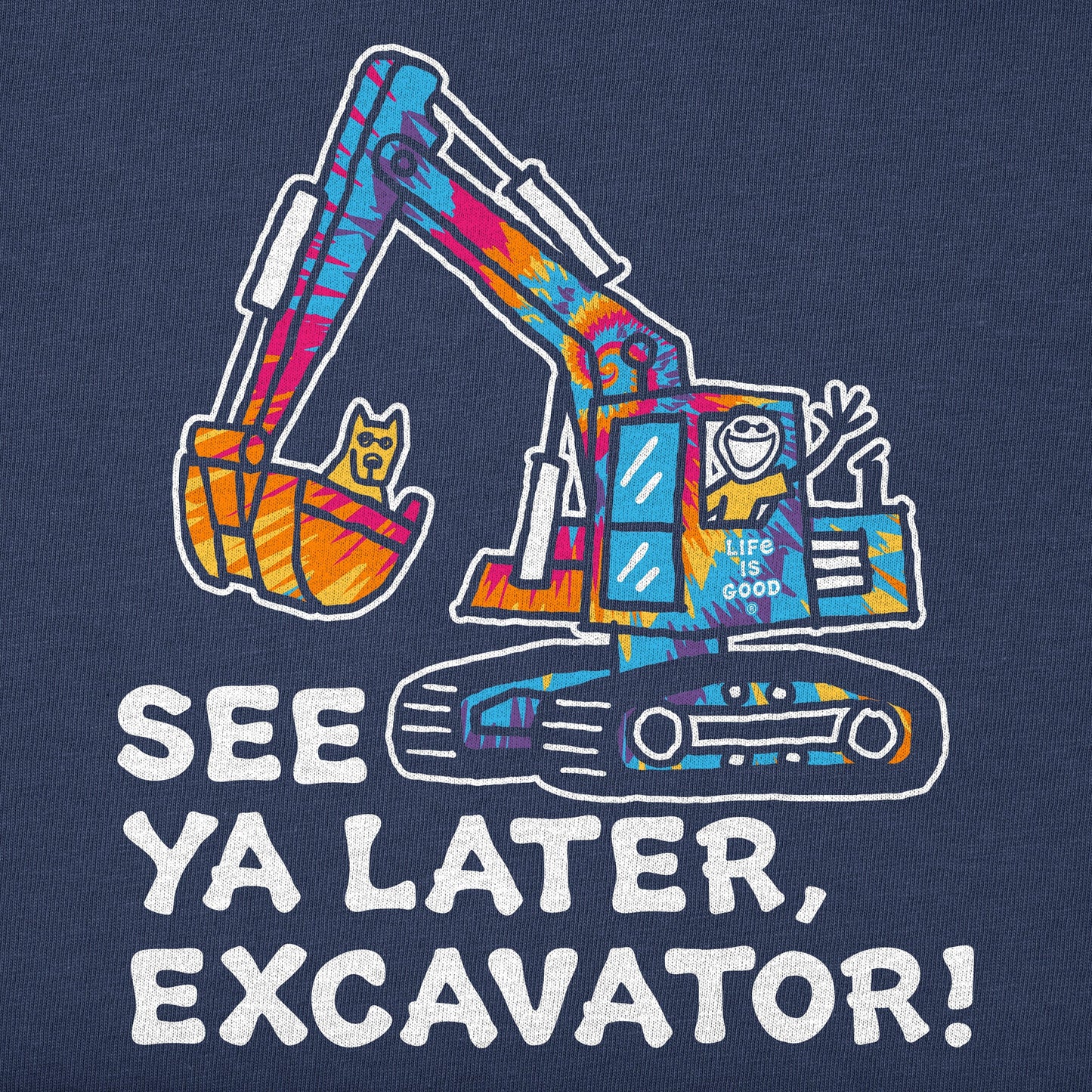 Kids Tie Dye See You Later Excavator Long Sleeve Crusher Tee