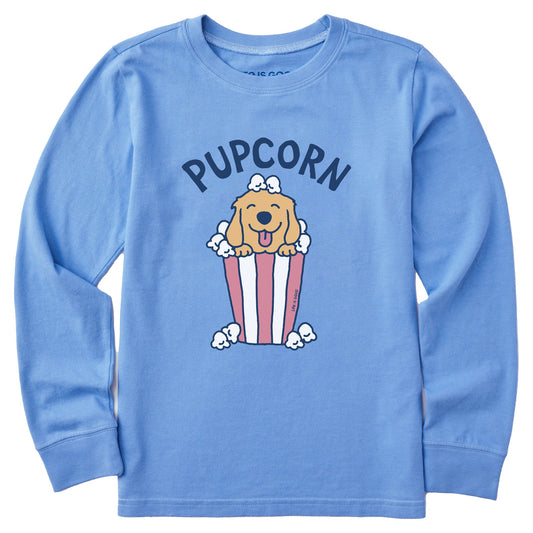 Kids Crushin It Pupcorn Long Sleeve Crusher Tee