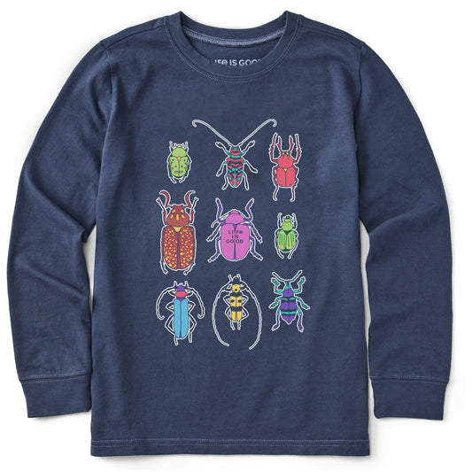 Kids Cool Bug Grid Long Sleeve Crusher Tee