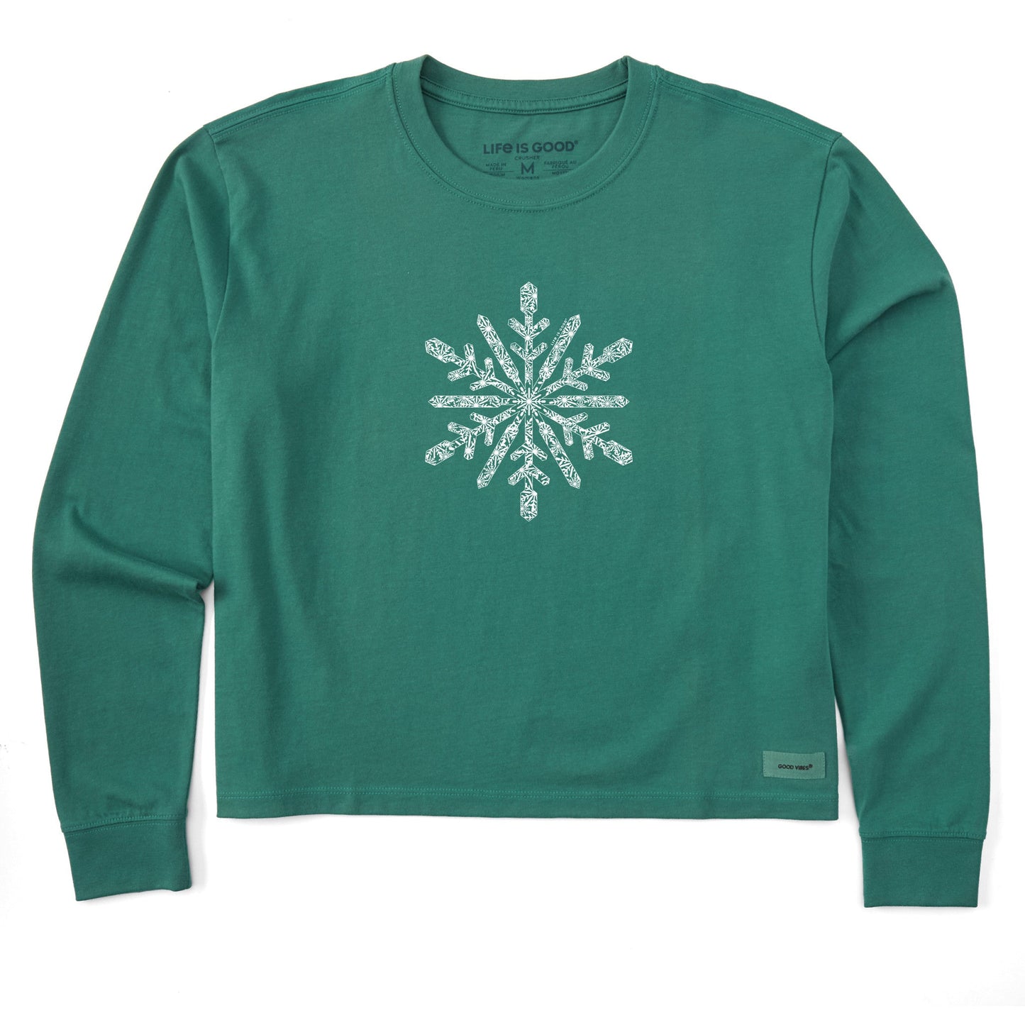 Women's Contrast Snowflake Long Sleeve Crusher Boxy Tee