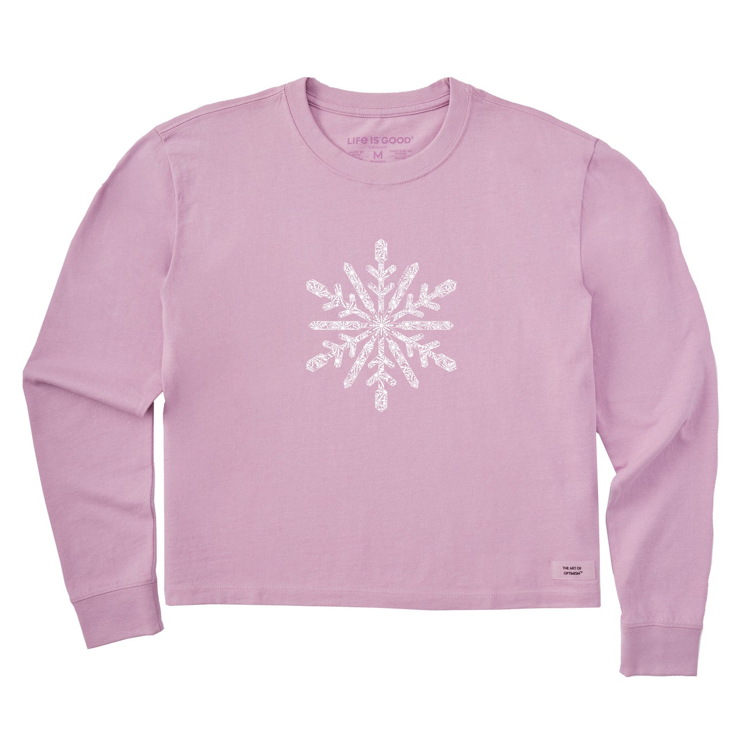 Women's Contrast Snowflake Long Sleeve Crusher Boxy Tee