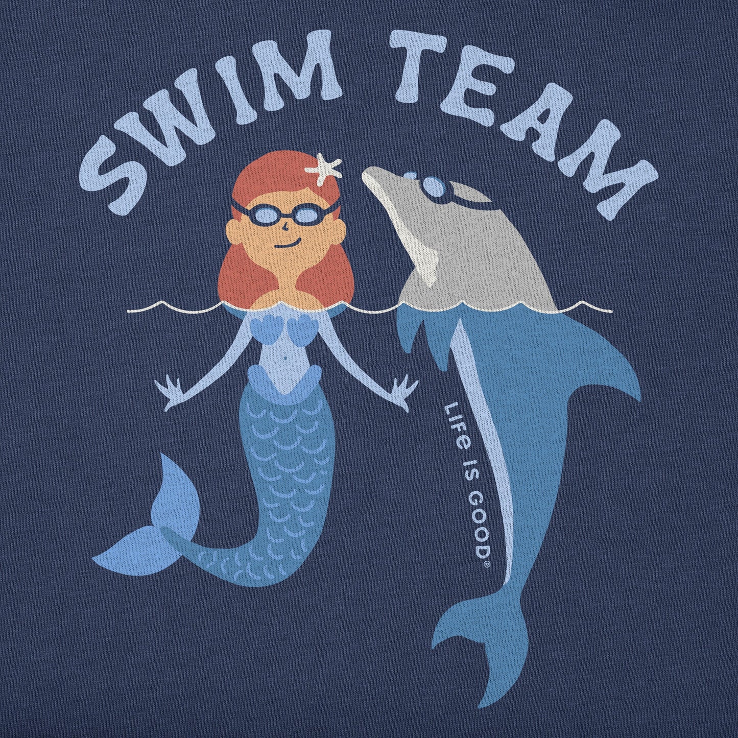 Kids Swim Team Mermaid and Dolphin Short Sleeve Crusher Tee