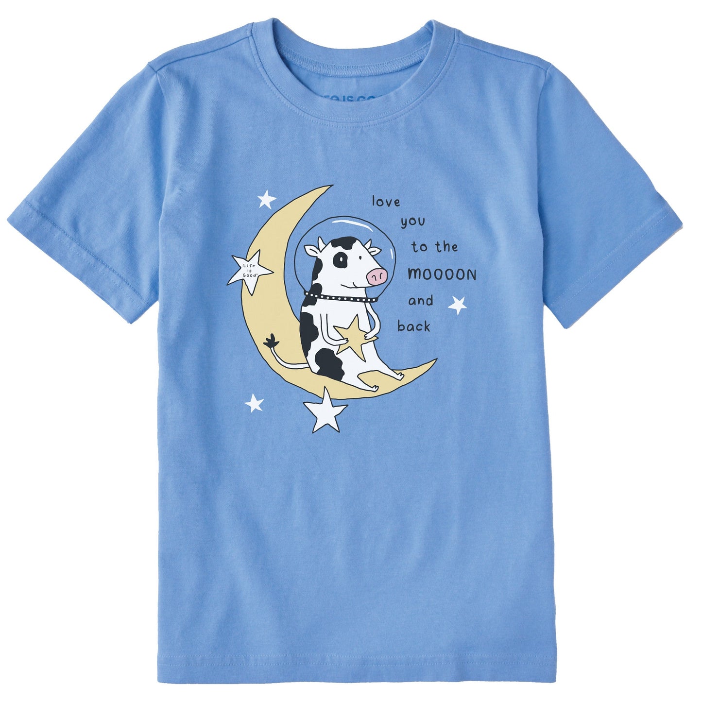 Kids Love You to the Moon Space Cow Short Sleeve Crusher Tee