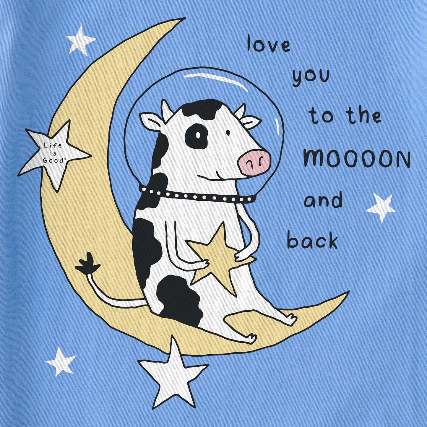 Kids Love You to the Moon Space Cow Short Sleeve Crusher Tee