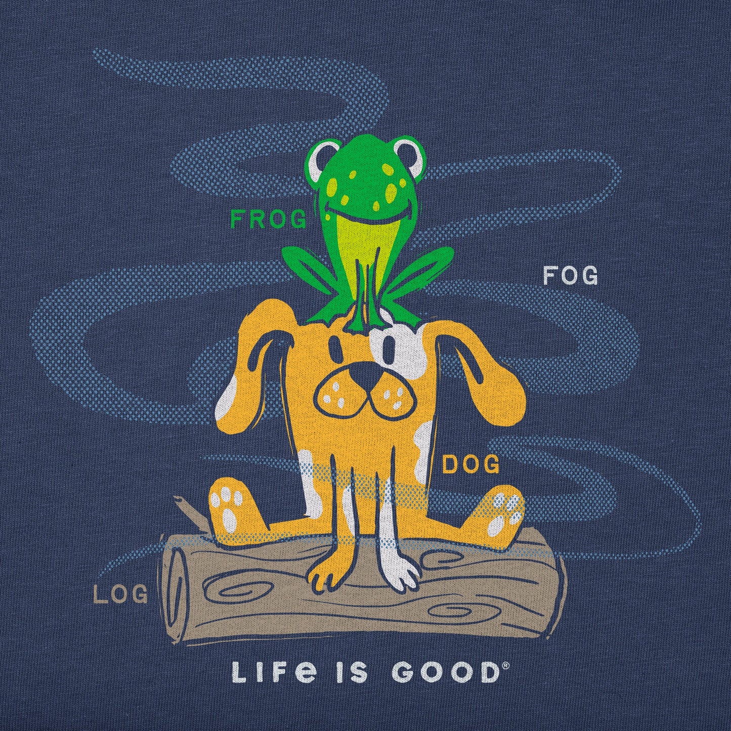 Kids Dog and Frog on Log in the Fog Short Sleeve Crusher Tee