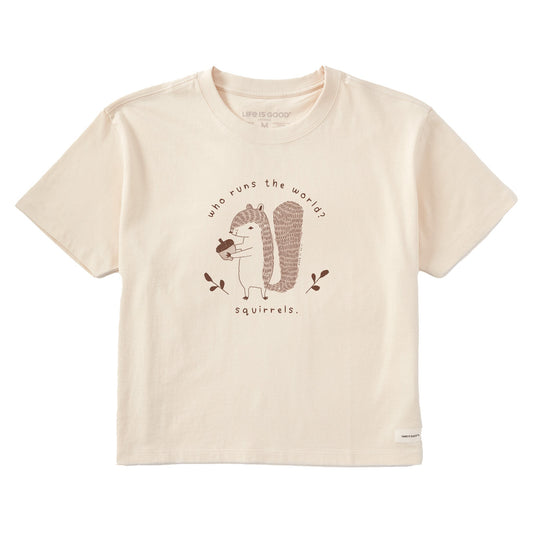 Women's Who Runs the World?  Squirrels Short Sleeve Crusher Boxy Tee