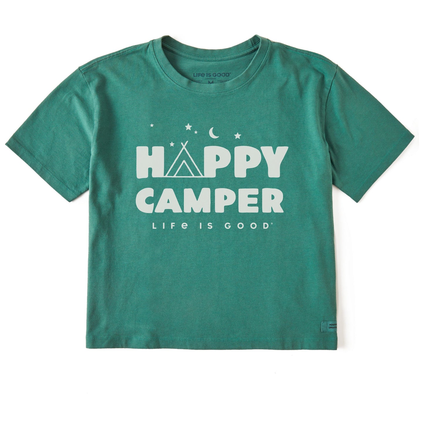 Women's Happy Camper Tent Night Short Sleeve Crusher Boxy Tee