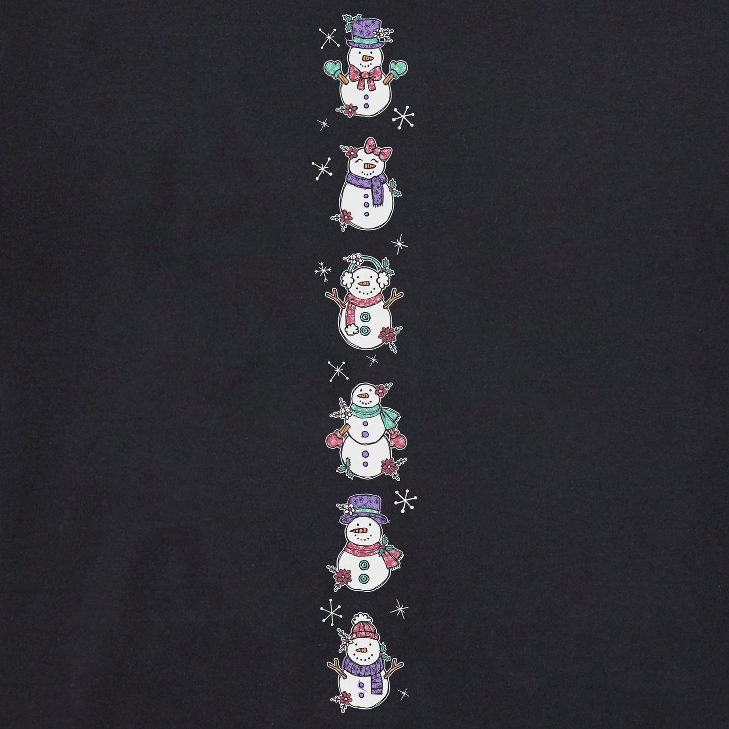 Women's Cute Snowmen Long Sleeve Crusher Tee