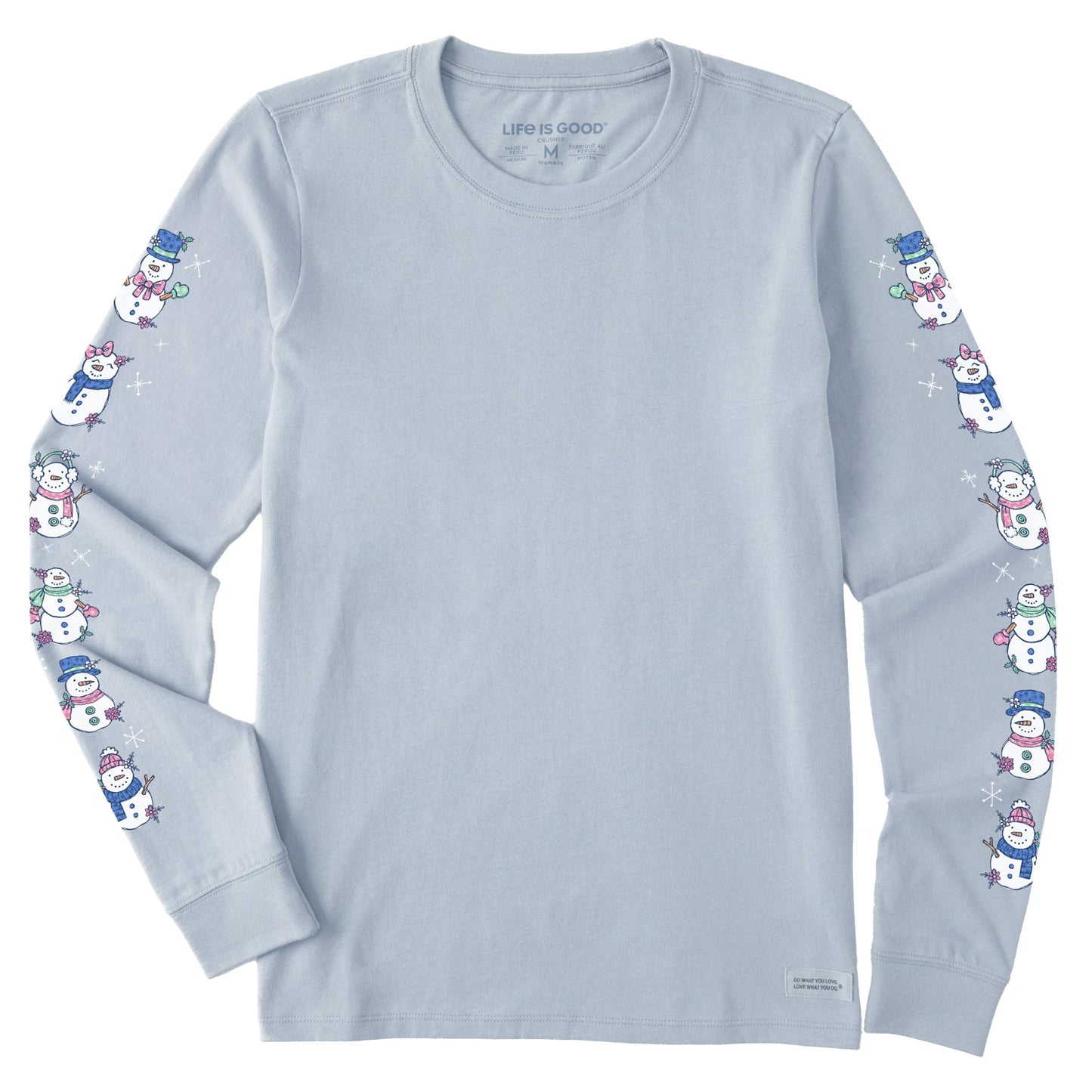 Women's Cute Snowmen Long Sleeve Crusher Tee