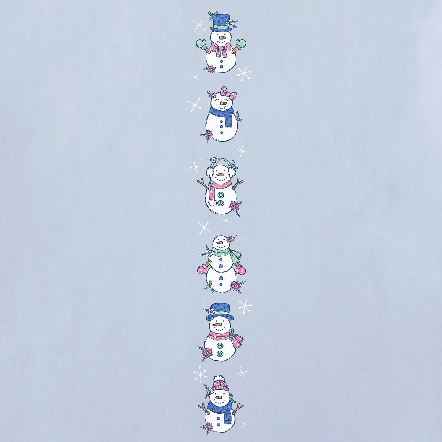 Women's Cute Snowmen Long Sleeve Crusher Tee