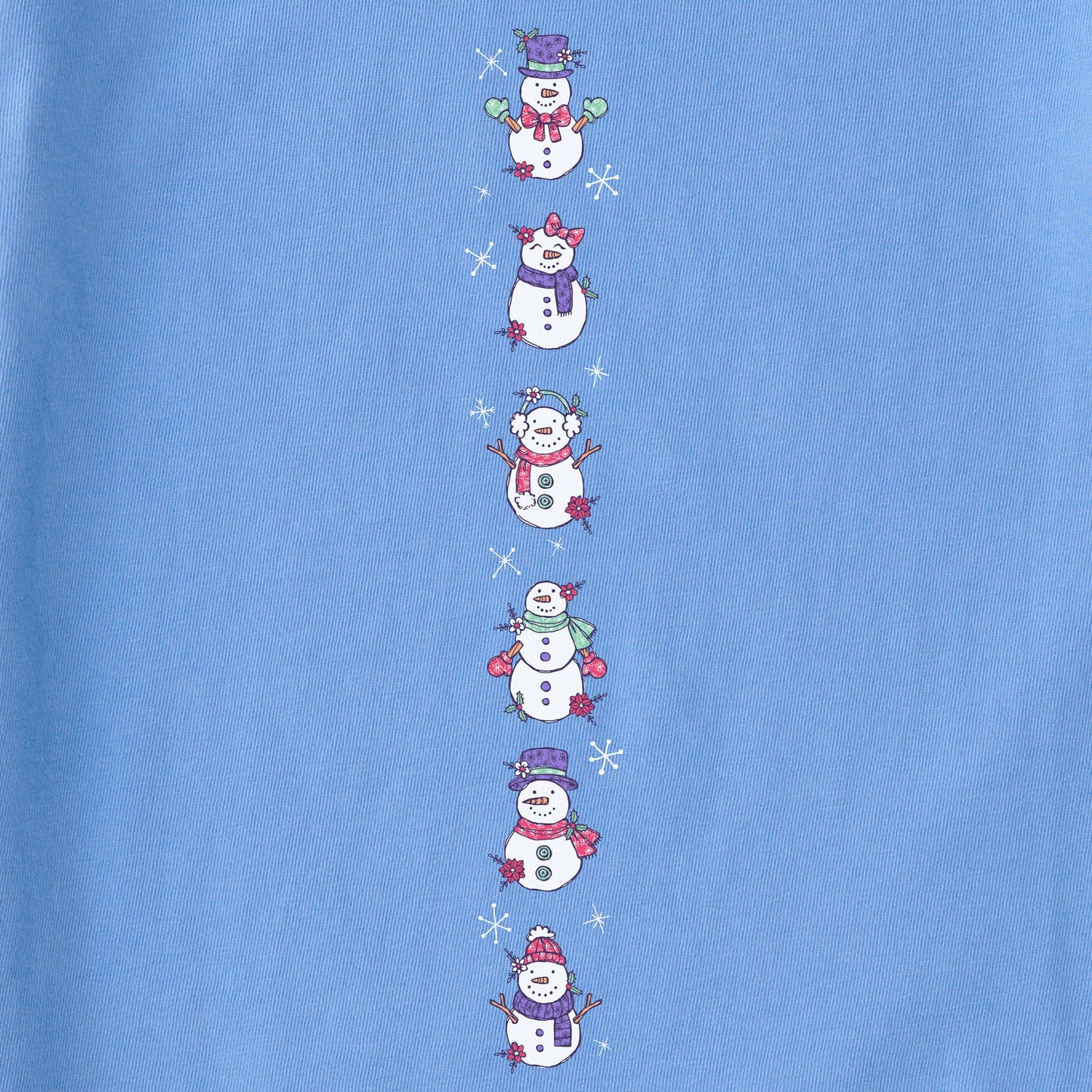 Women's Cute Snowmen Long Sleeve Crusher Tee