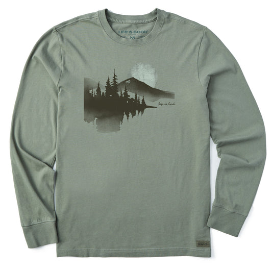 Men's Watercolor Lakeside Long Sleeve Crusher Tee