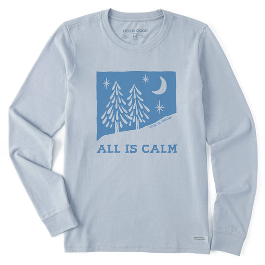 Women's All is Calm Snowy Pines Long Sleeve Crusher Tee