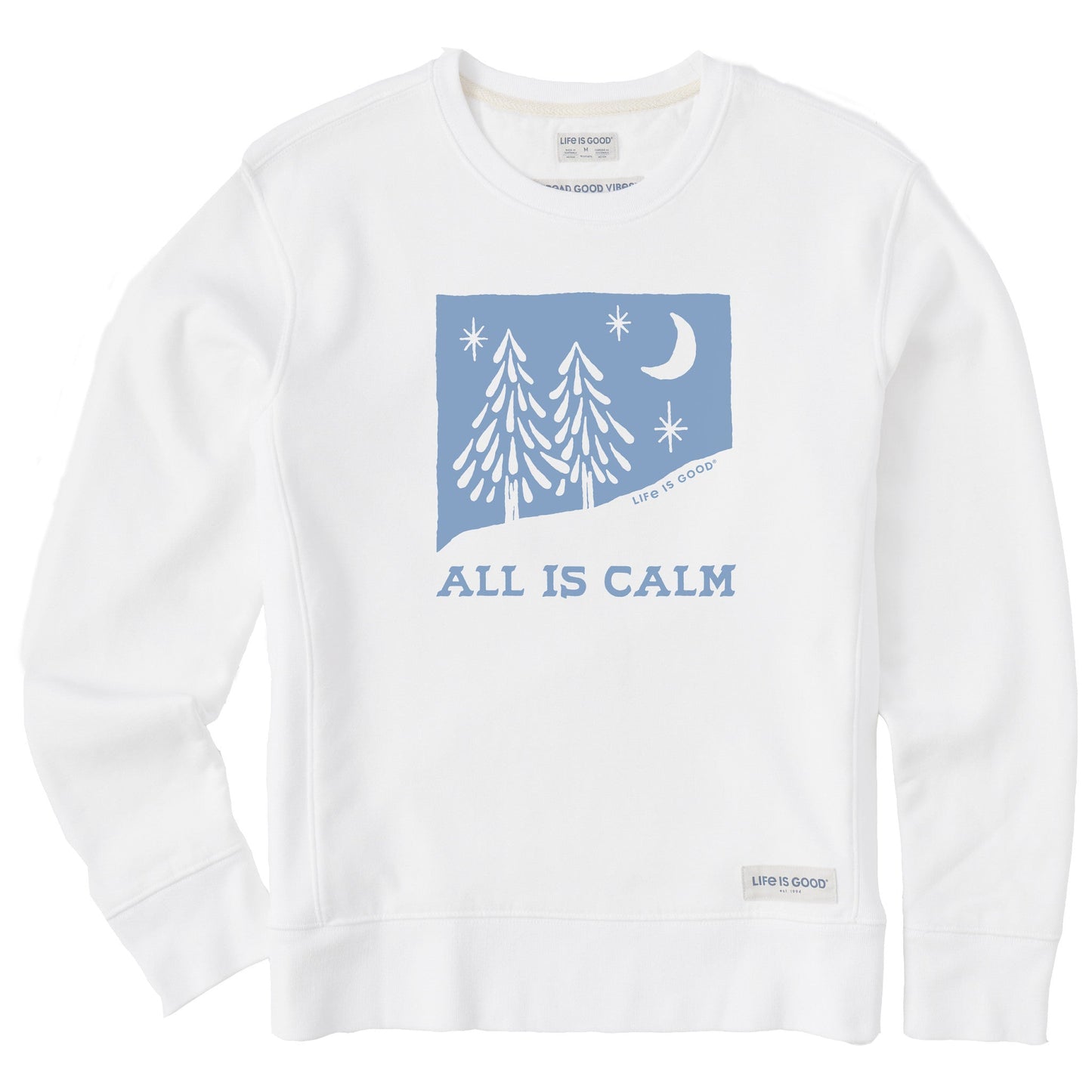 Women's All is Calm Snowy Pines Simply True Crew