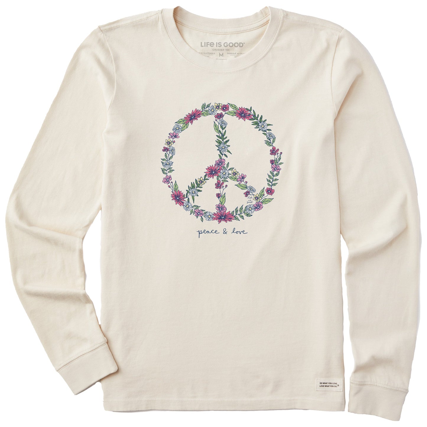 Women's Wildflower Love Peace Sign Long Sleeve Crusher Tee