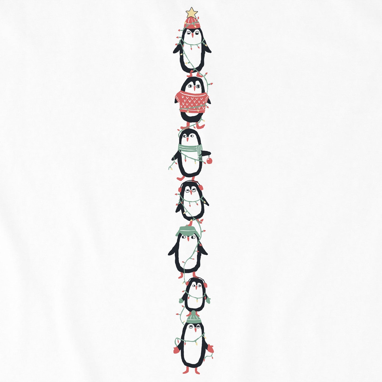 Kids Winter Penguin Stack Long Sleeve Crusher Tee