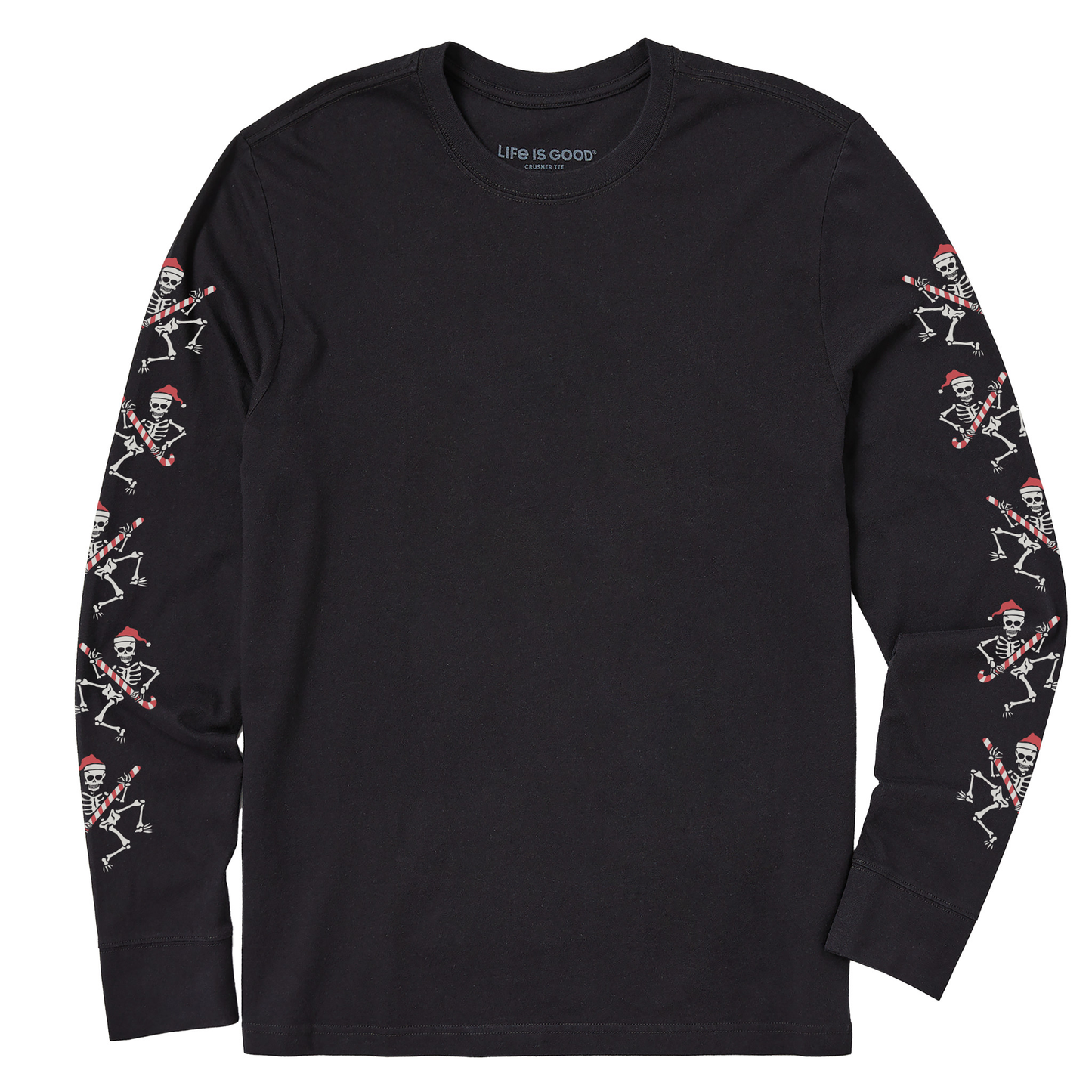 Men's Candy Cane Skeletons Long Sleeve Crusher Tee