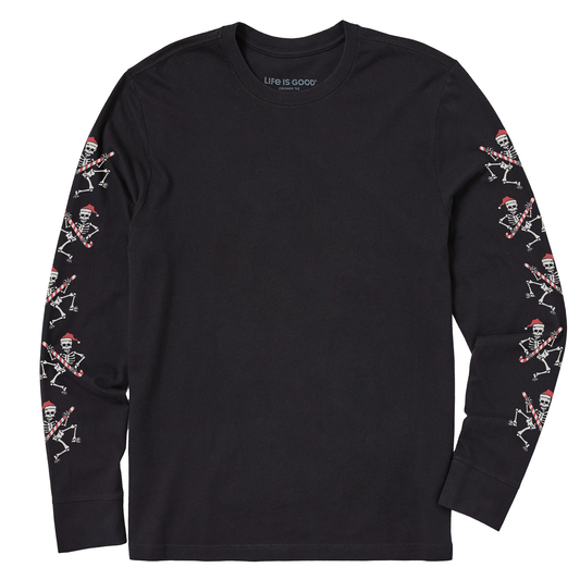 Men's Candy Cane Skeletons Long Sleeve Crusher Tee