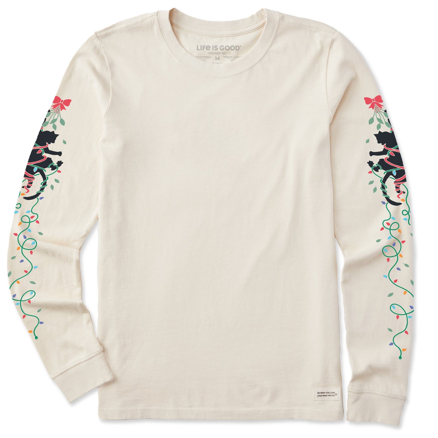 Women's Naughty Christmas Cat Long Sleeve Crusher Tee