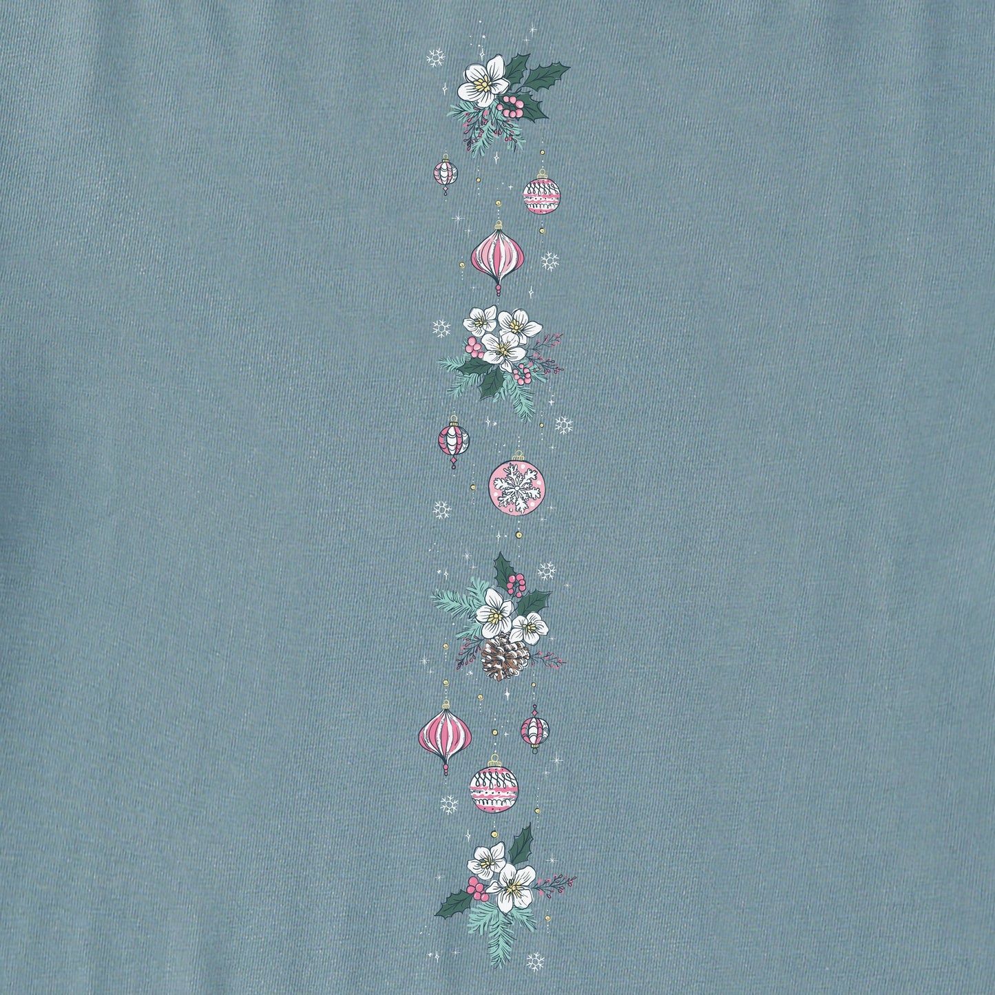 Women's Retro Ornaments Long Sleeve Crusher Boxy Tee