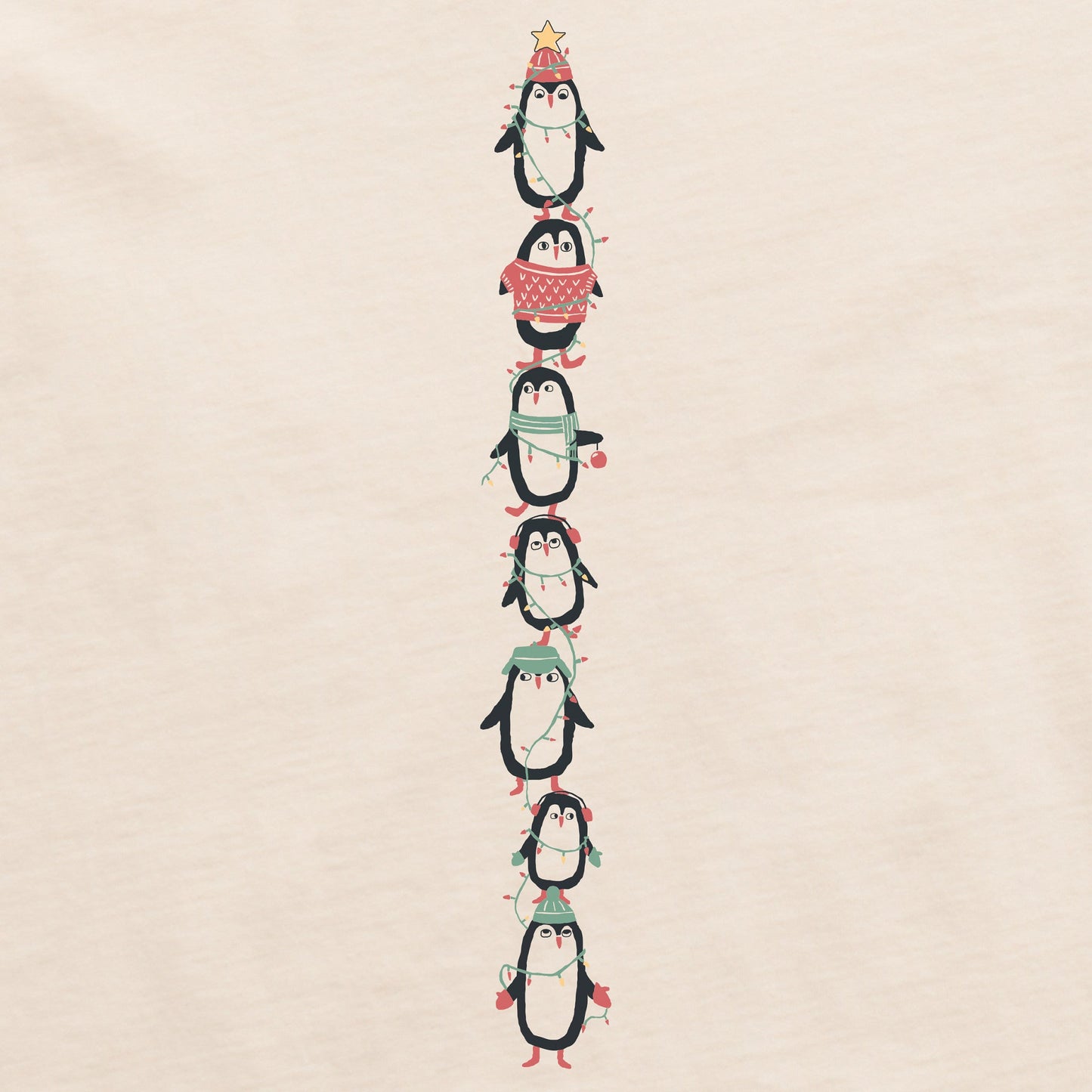 Women's Winter Penguin Stack Long Sleeve Crusher Boxy Tee