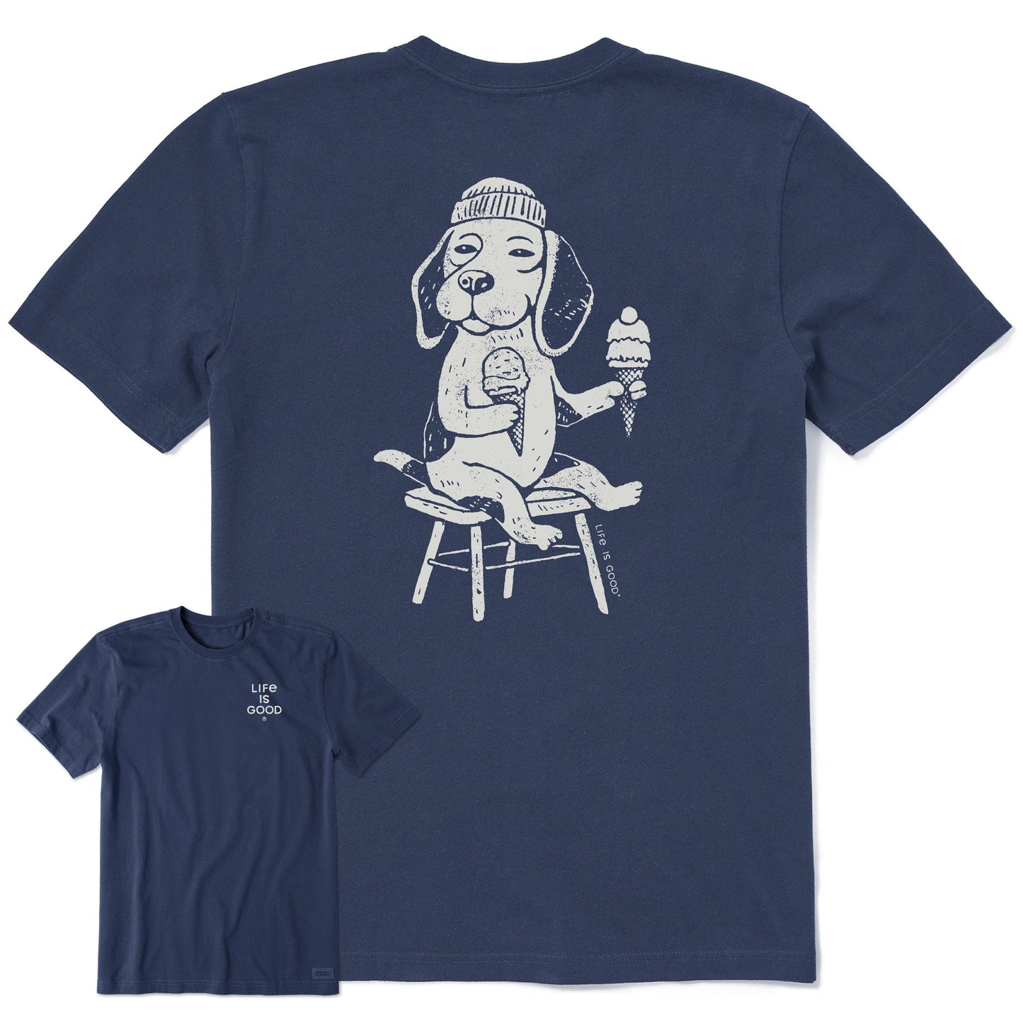 Men's Bert's Beagle with Ice Cream Short Sleeve Crusher Tee