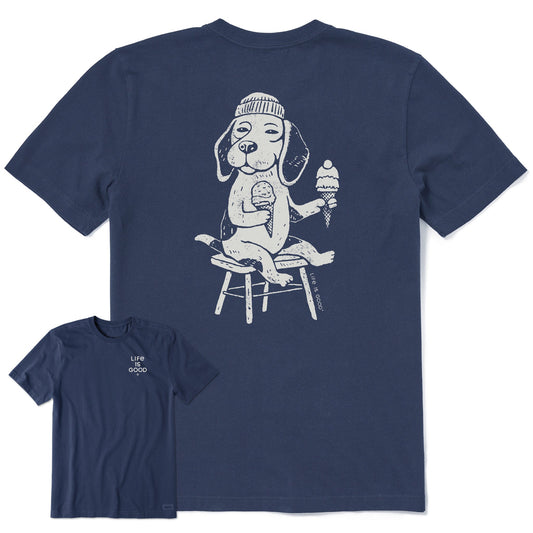 Men's Bert's Beagle with Ice Cream Short Sleeve Crusher Tee