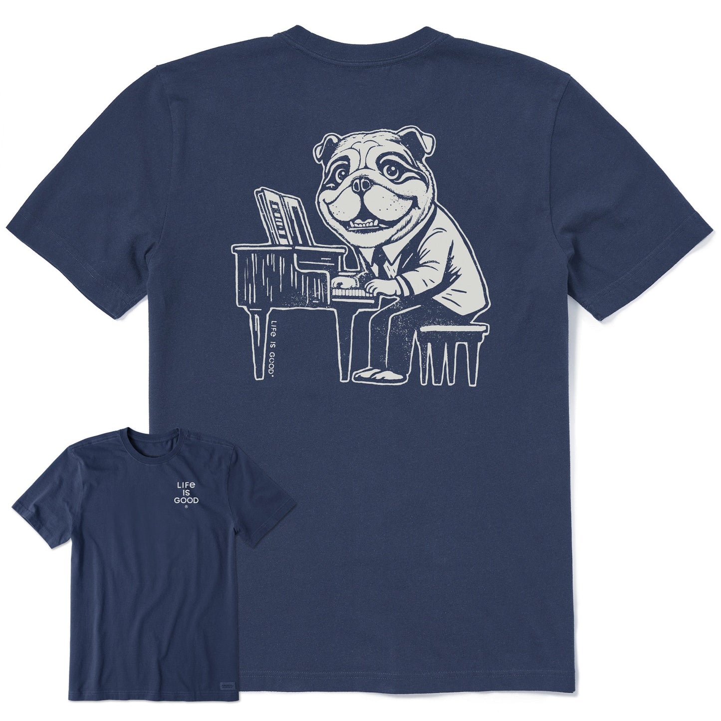 Men's Bert's Bulldog with Piano Short Sleeve Crusher Tee