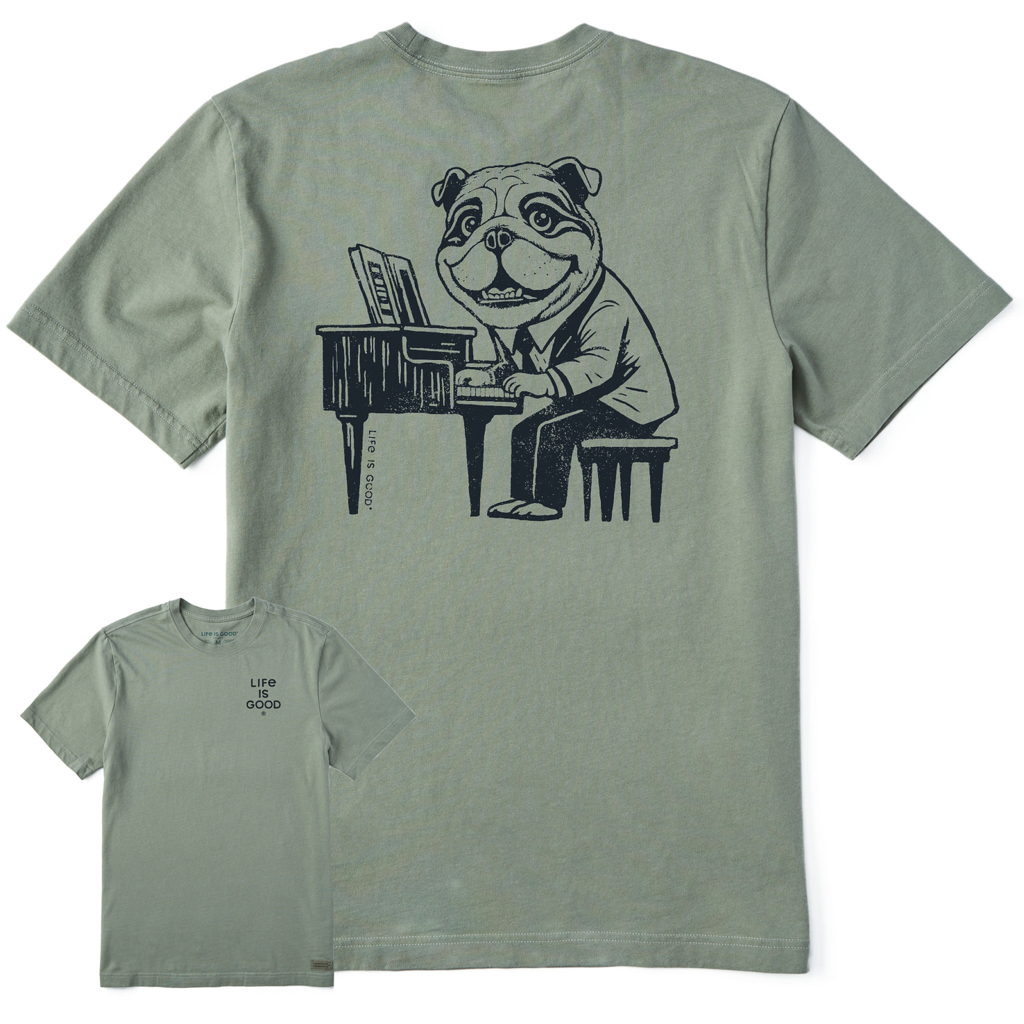 Men's Bert's Bulldog with Piano Short Sleeve Crusher Tee