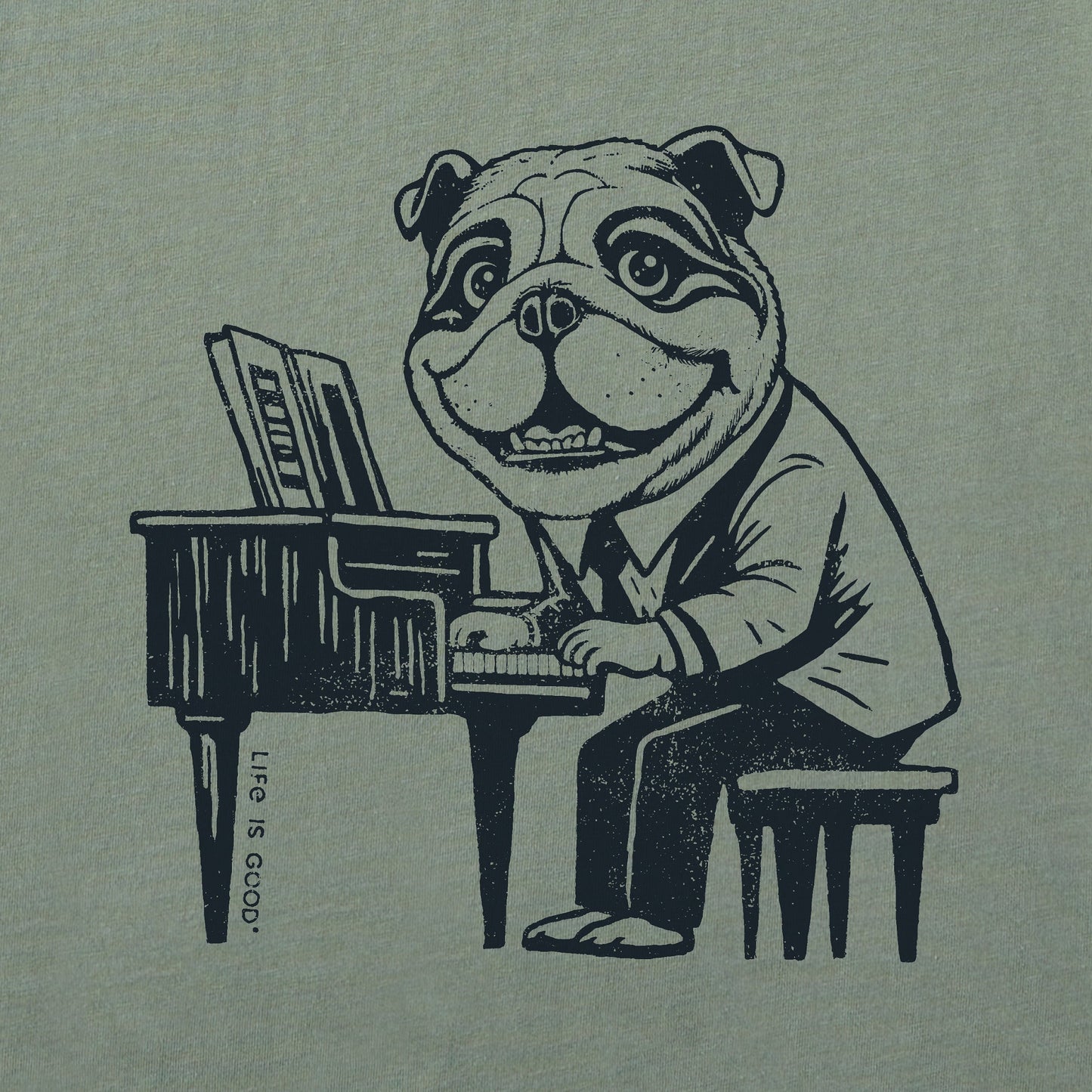 Men's Bert's Bulldog with Piano Short Sleeve Crusher Tee