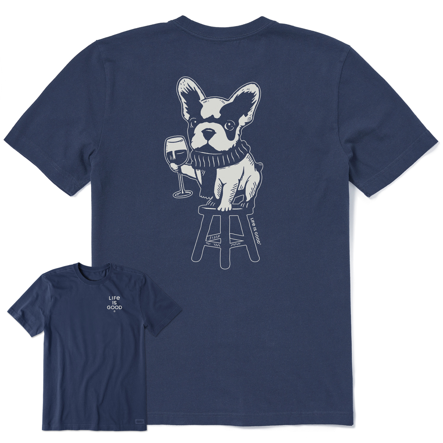 Men's Bert's Frenchie with Wine Short Sleeve Crusher Tee