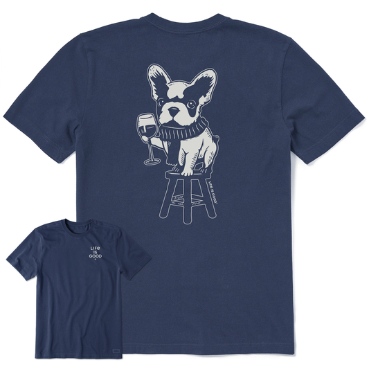 Men's Bert's Frenchie with Wine Short Sleeve Crusher Tee