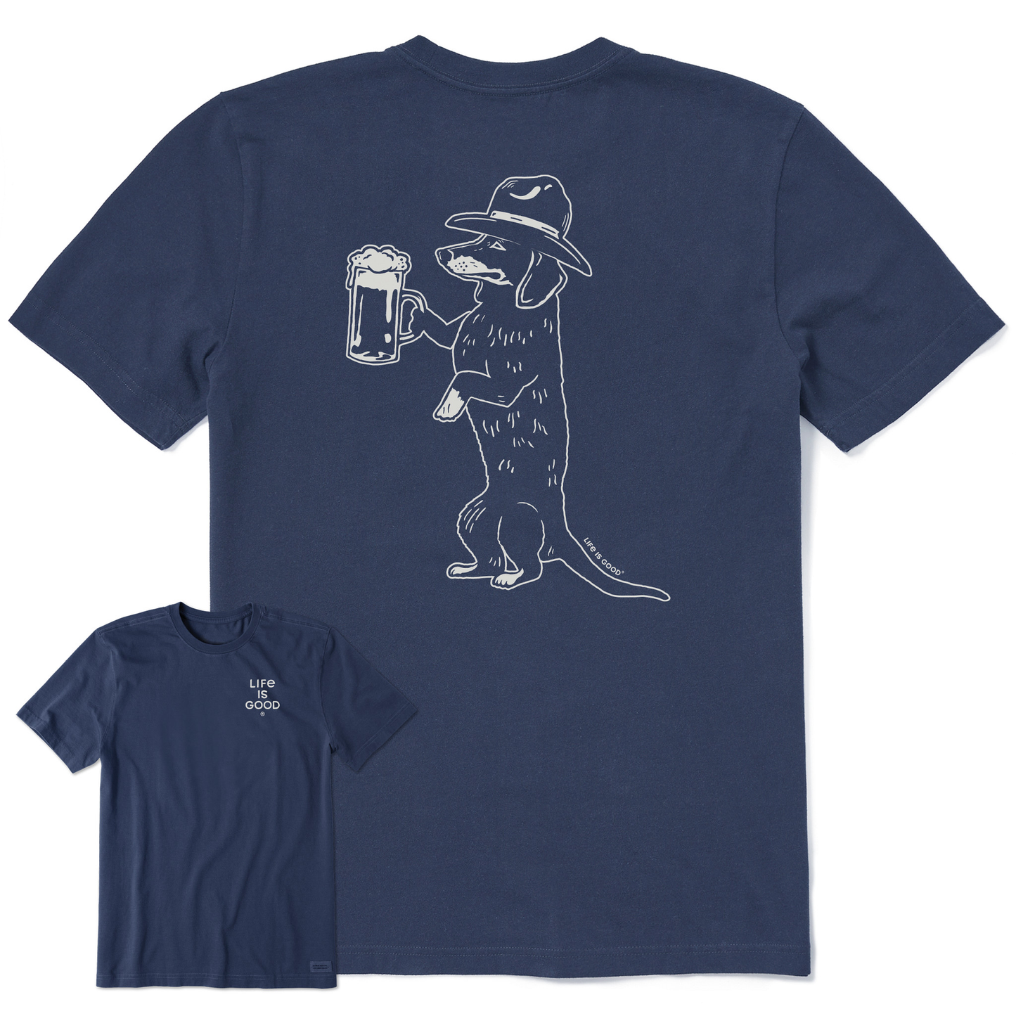 Men's Bert's Dachshund w Beer Short Sleeve Crusher Tee