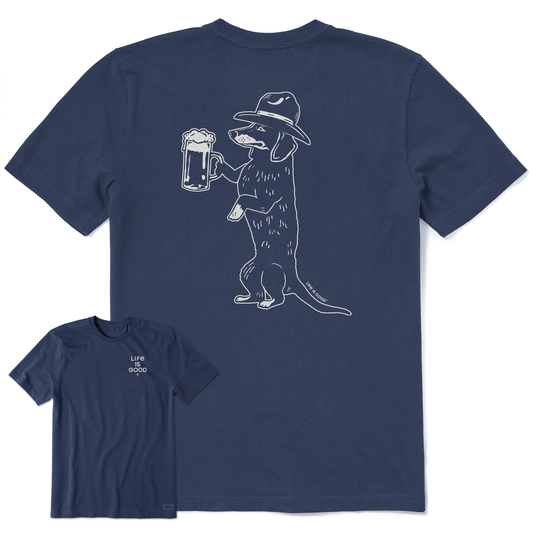 Men's Bert's Dachshund w Beer Short Sleeve Crusher Tee