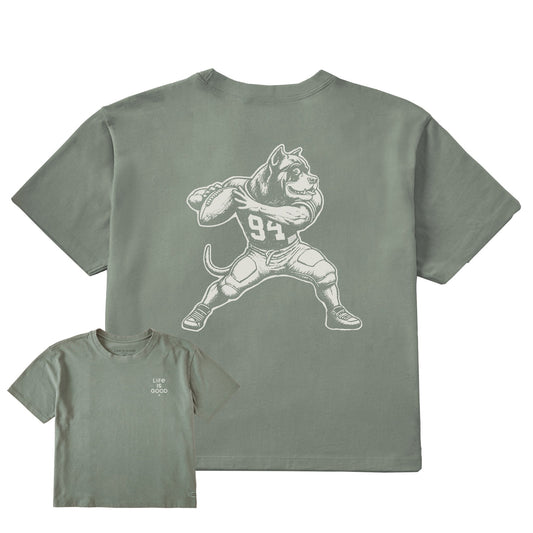 Women's Bert's Cane Corso w Football Short Sleeve Crusher Boxy Tee