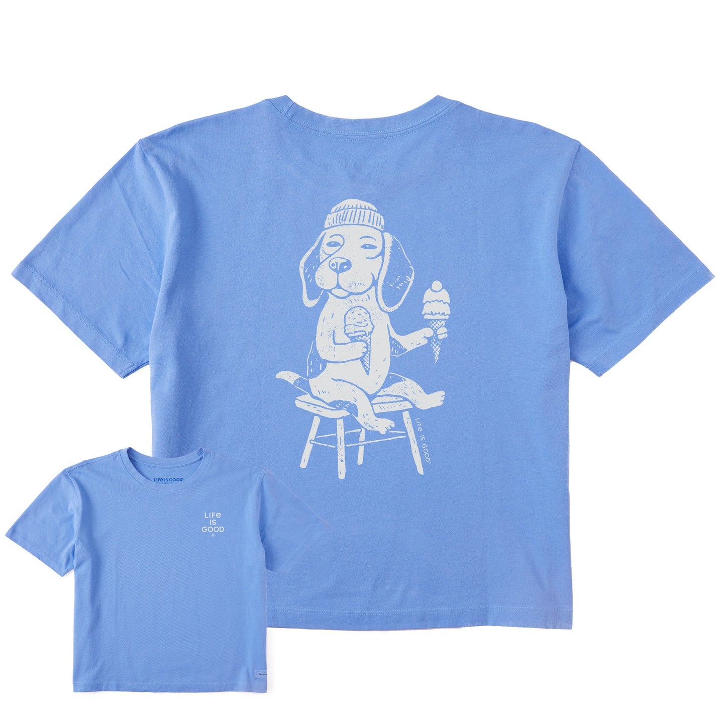 Women's Bert's Beagle with Ice Cream Short Sleeve Crusher Boxy Tee