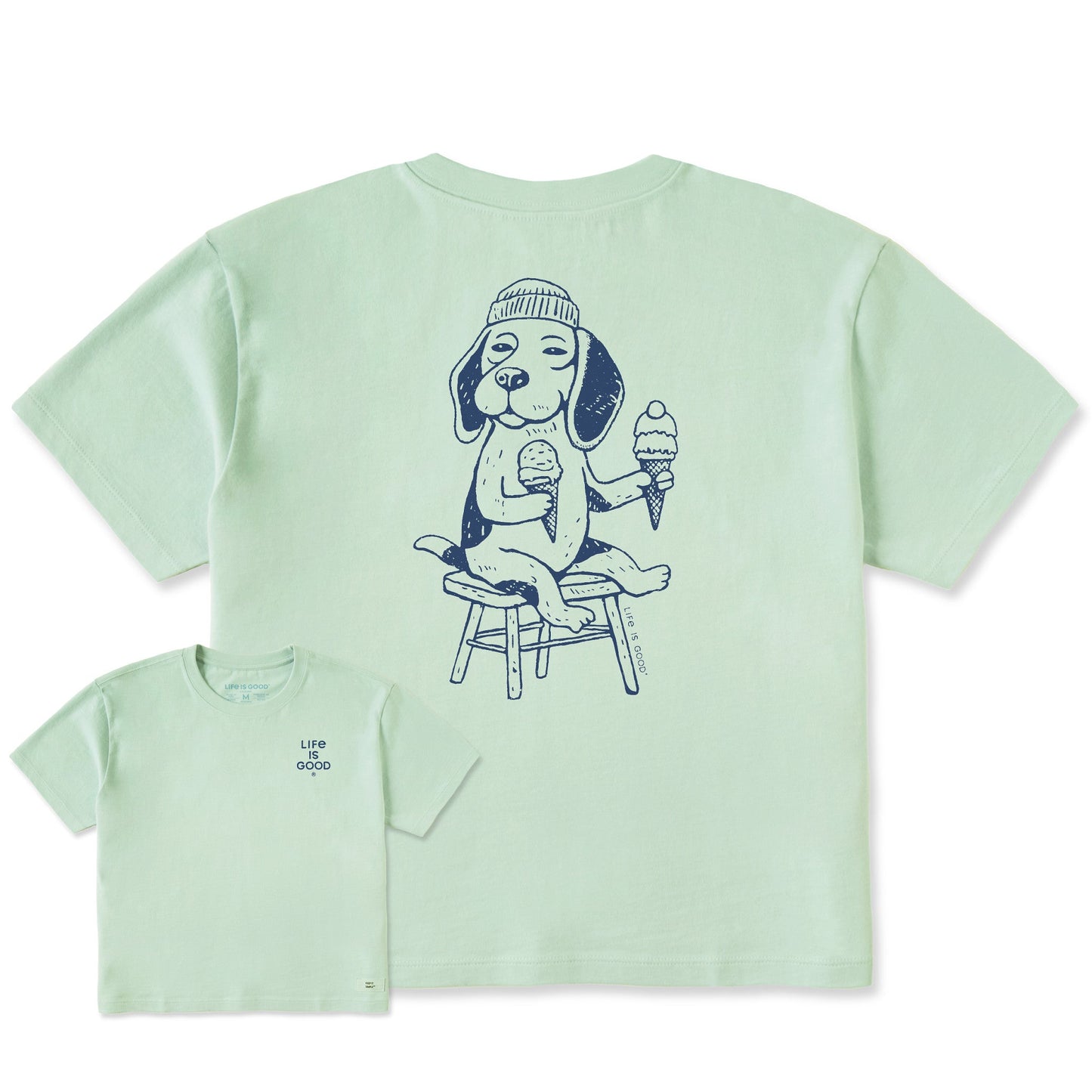 Women's Bert's Beagle with Ice Cream Short Sleeve Crusher Boxy Tee