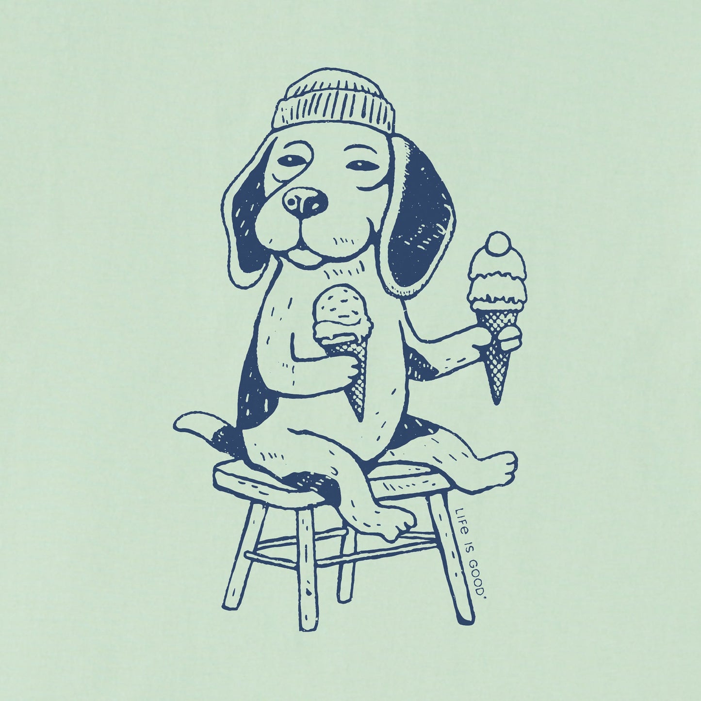 Women's Bert's Beagle with Ice Cream Short Sleeve Crusher Boxy Tee