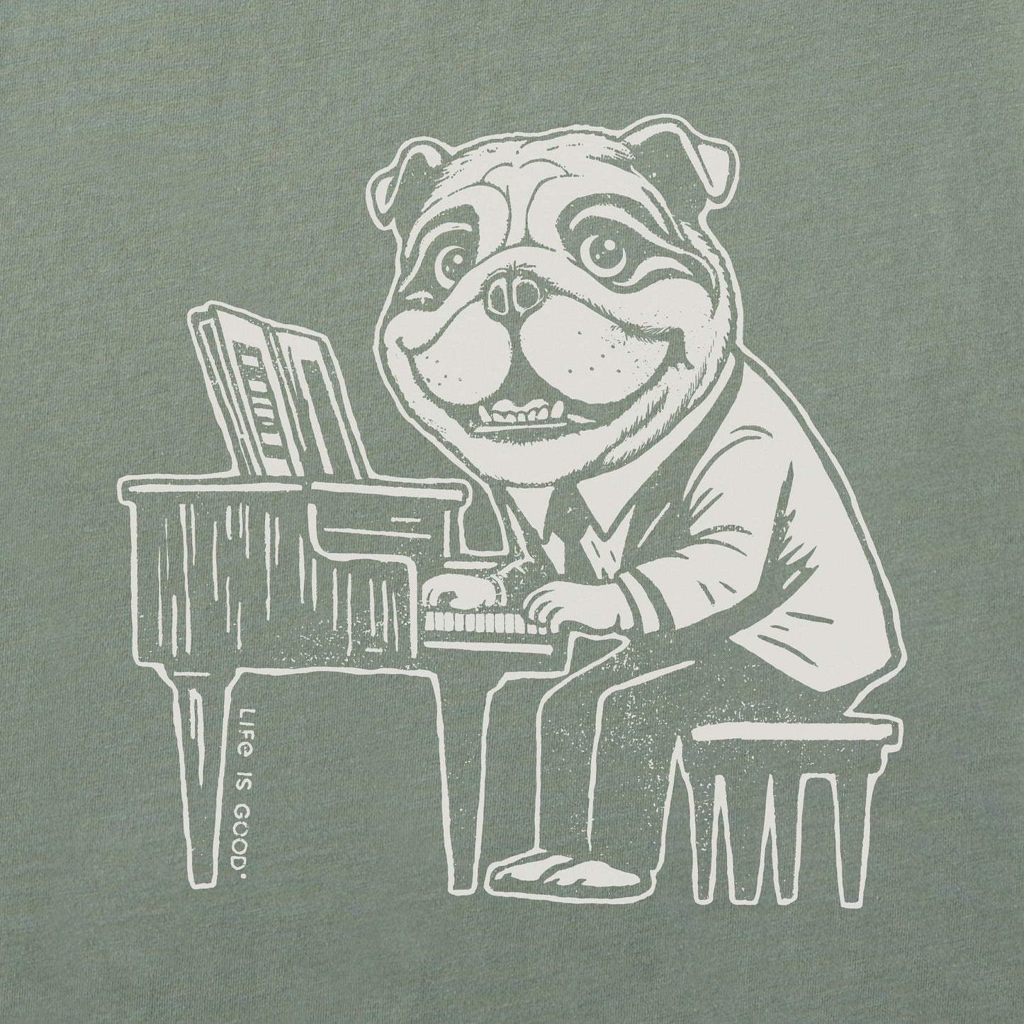 Women's Bert's Bulldog with Piano Short Sleeve Crusher Boxy Tee