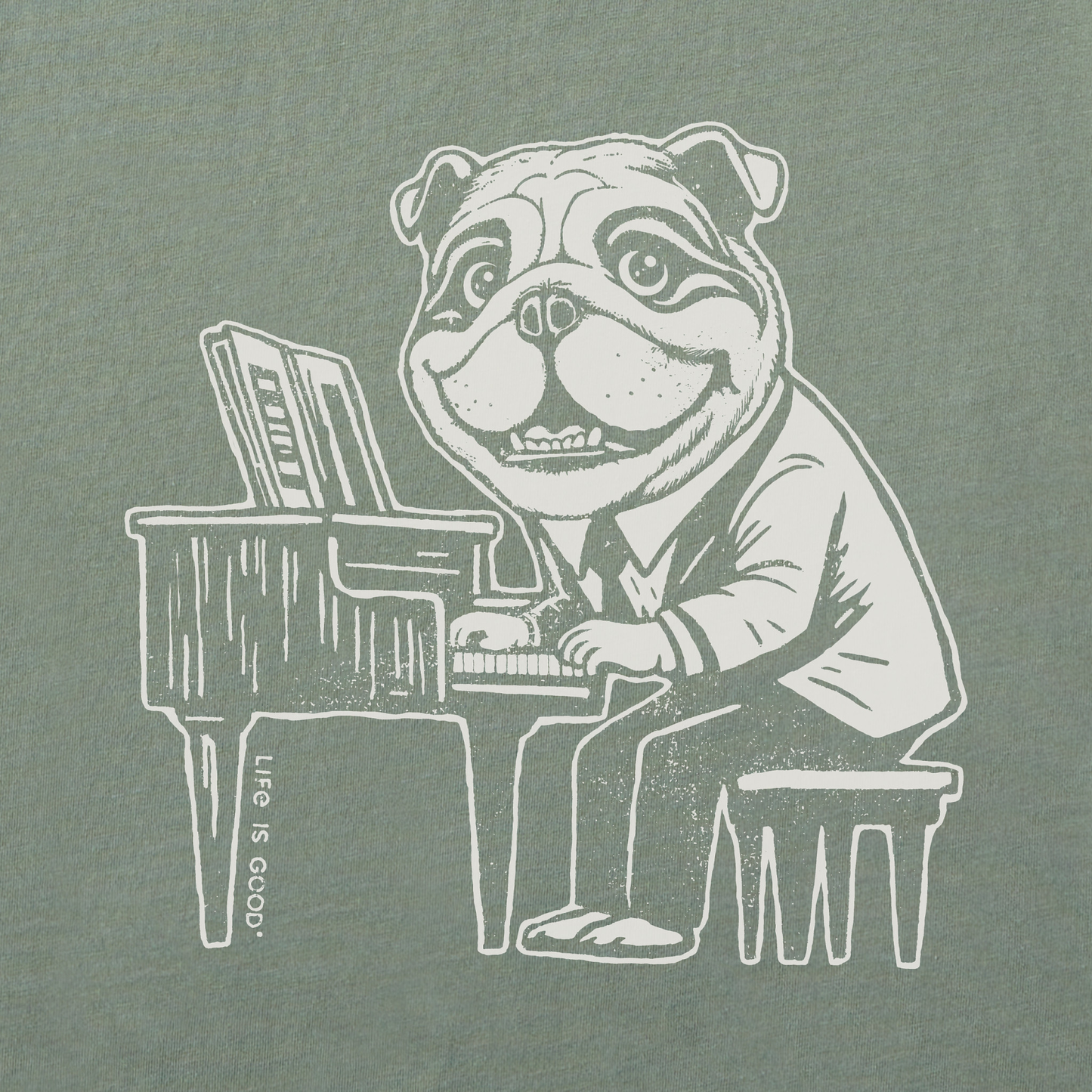 Women's Bert's Bulldog with Piano Short Sleeve Crusher Boxy Tee