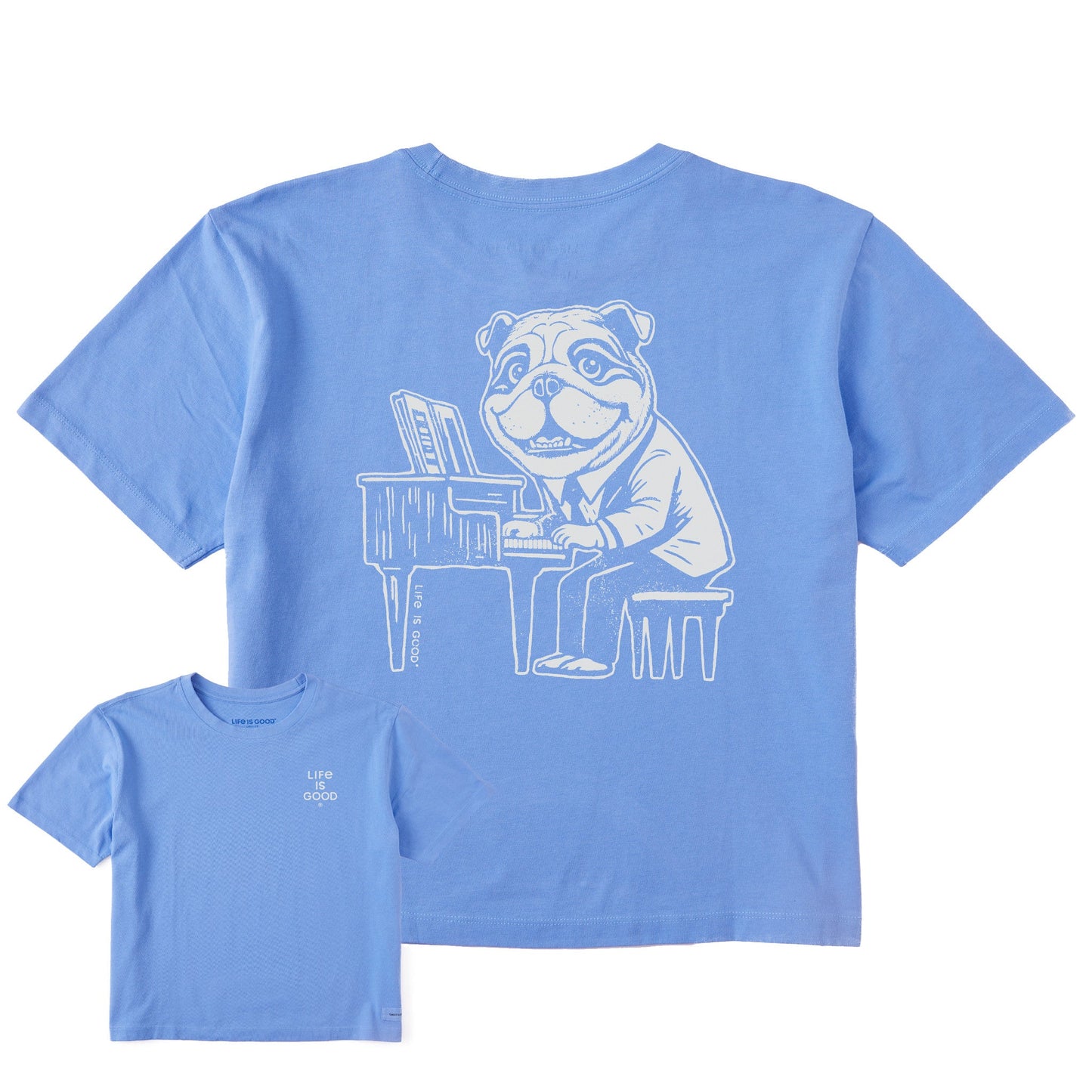 Women's Bert's Bulldog with Piano Short Sleeve Crusher Boxy Tee