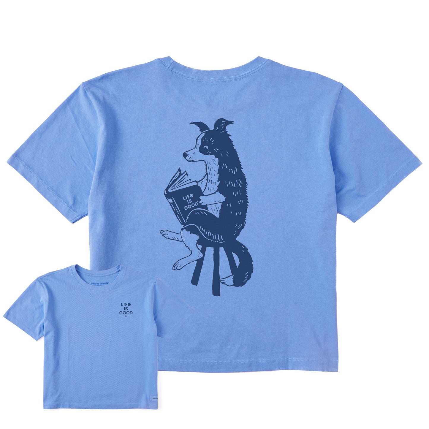 Women's Bert's Collie with Book Short Sleeve Crusher Boxy Tee