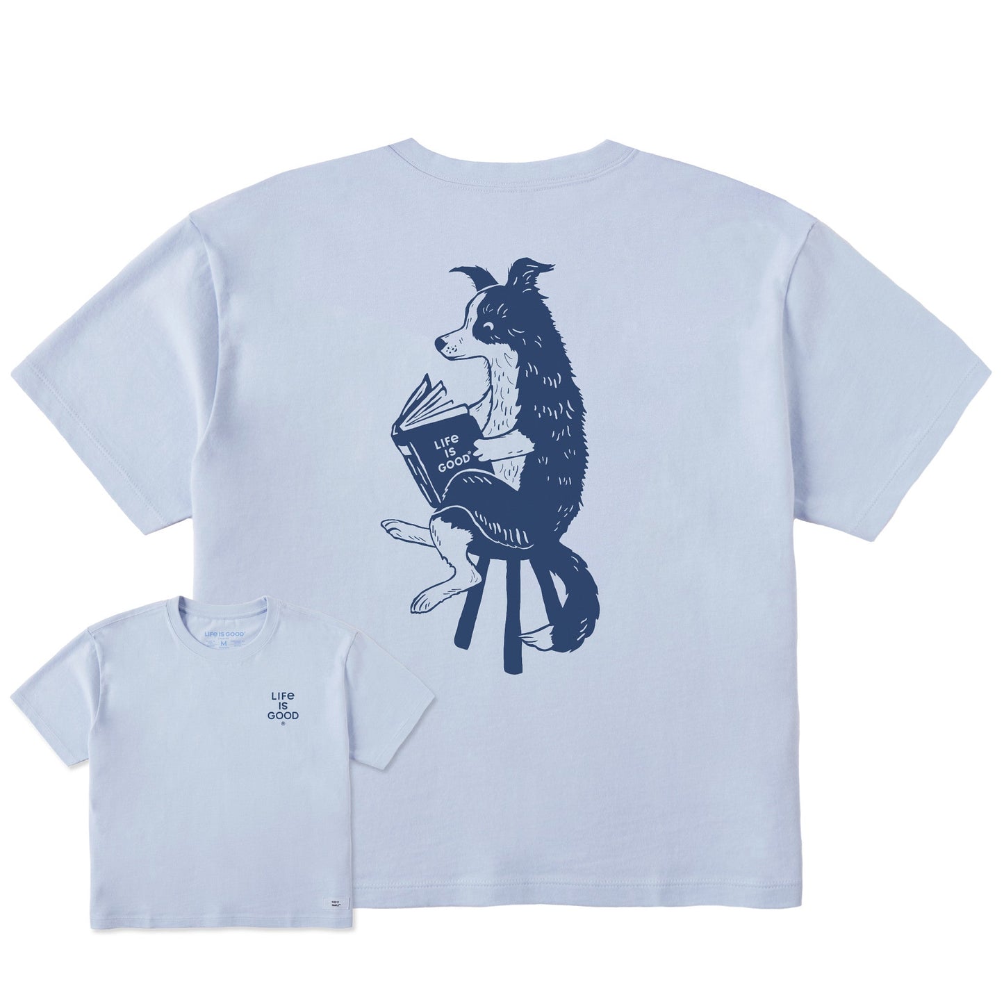 Women's Bert's Collie with Book Short Sleeve Crusher Boxy Tee