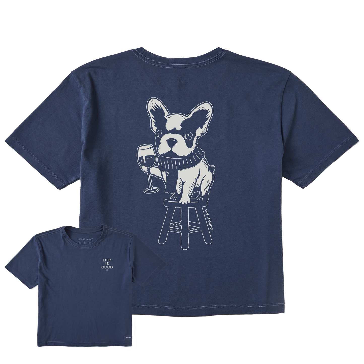 Women's Bert's Frenchie with Wine Short Sleeve Crusher Boxy Tee