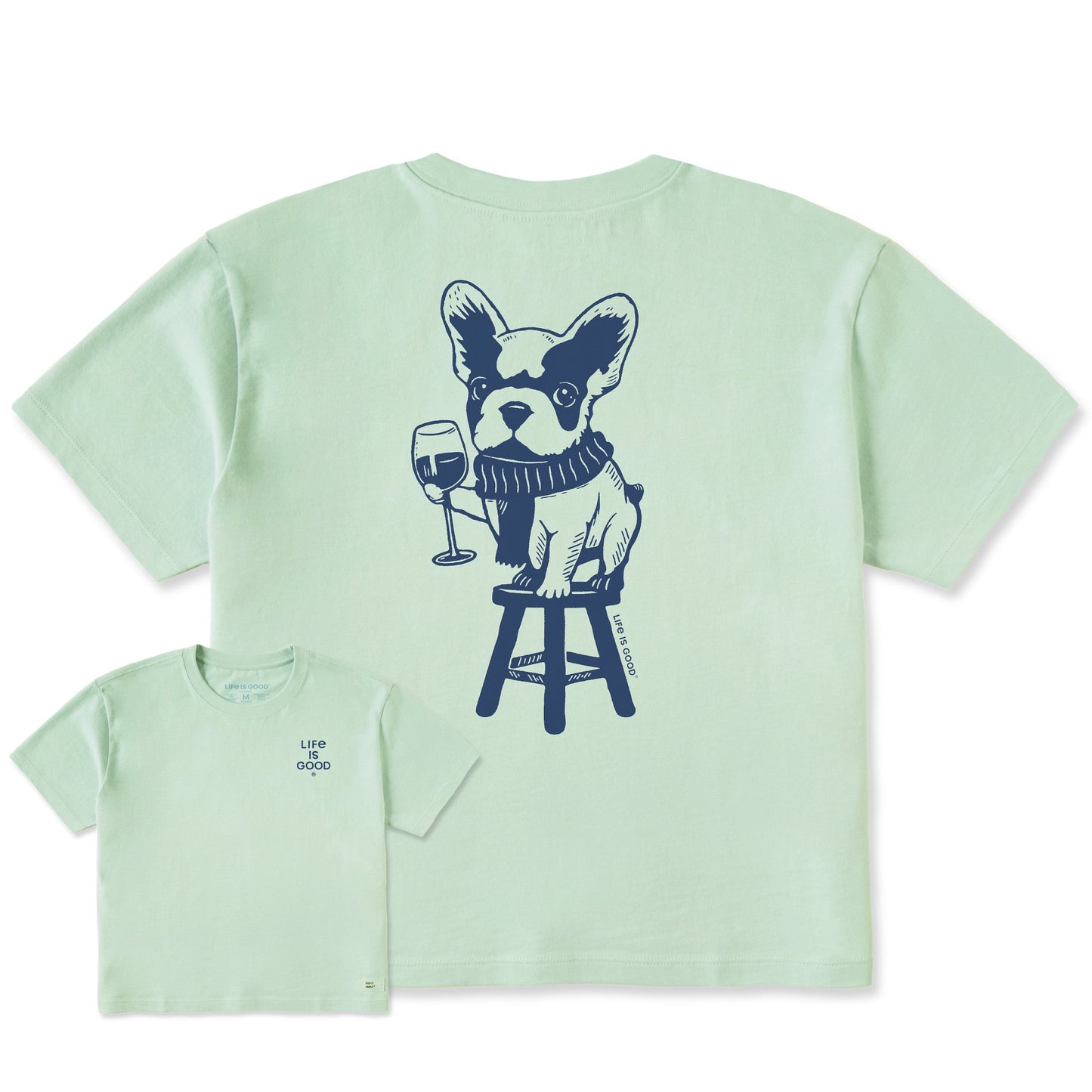 Women's Bert's Frenchie with Wine Short Sleeve Crusher Boxy Tee