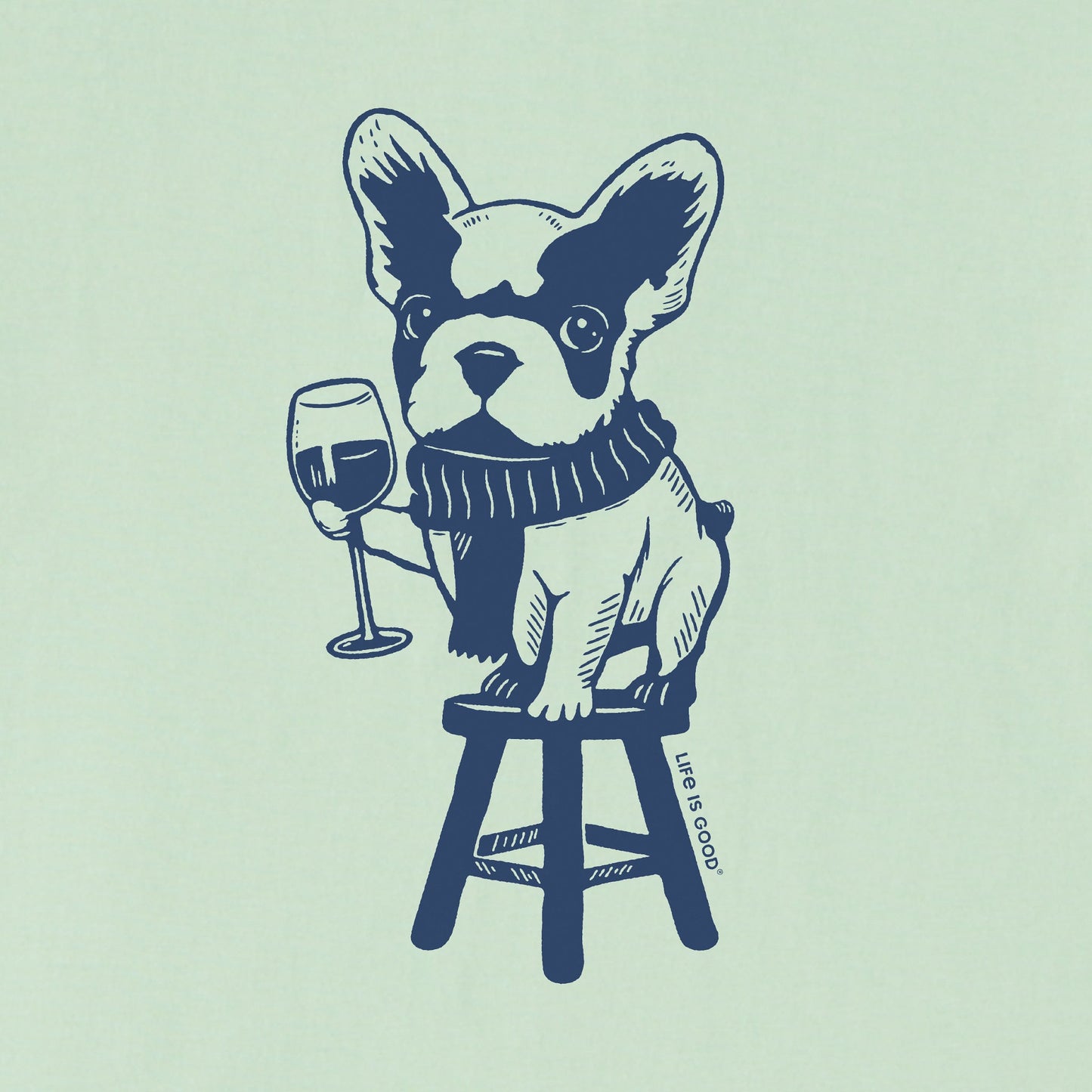 Women's Bert's Frenchie with Wine Short Sleeve Crusher Boxy Tee