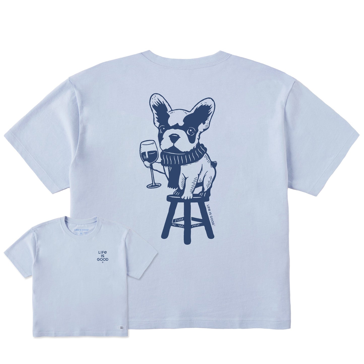 Women's Bert's Frenchie with Wine Short Sleeve Crusher Boxy Tee