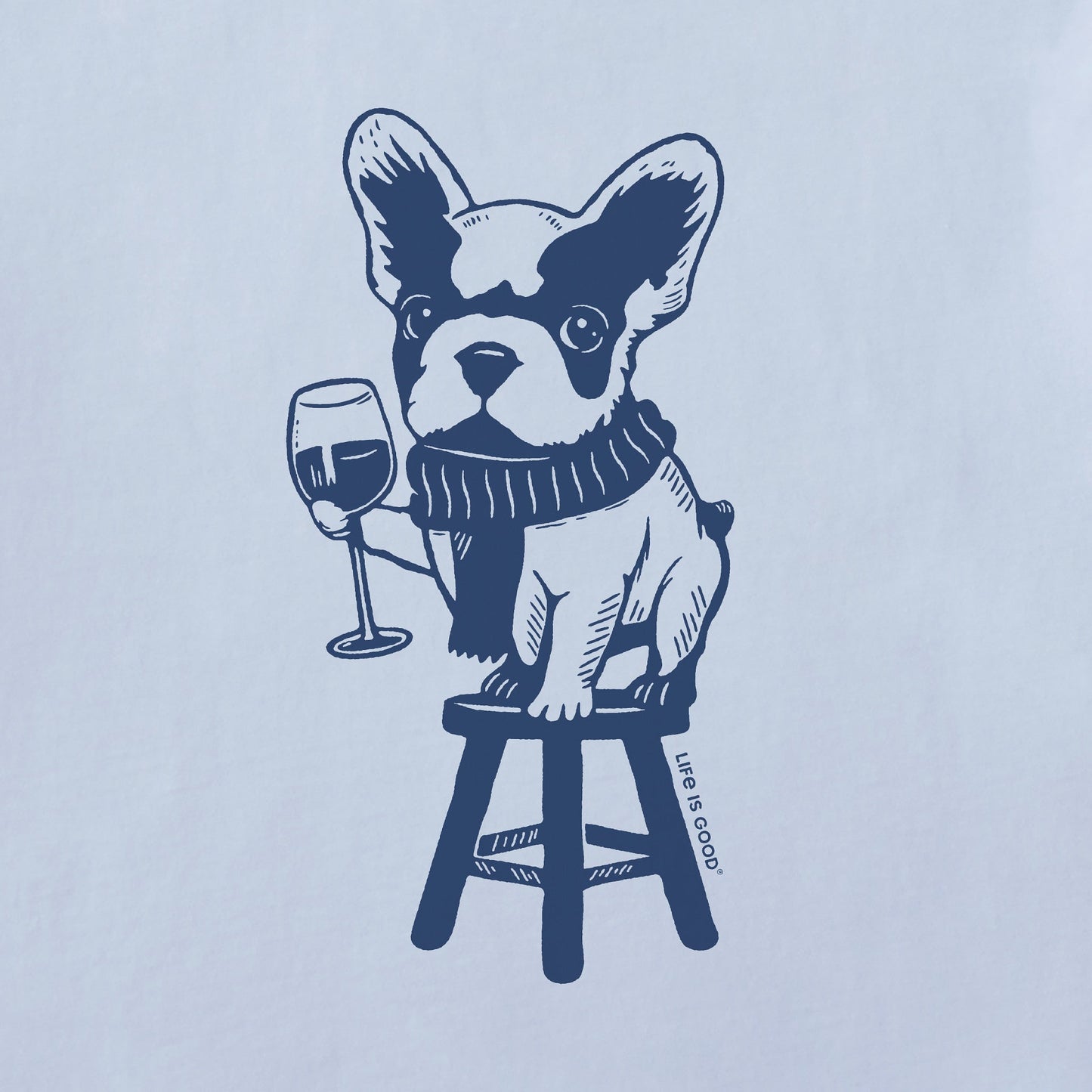 Women's Bert's Frenchie with Wine Short Sleeve Crusher Boxy Tee